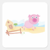 おもしろいピグオンファームとフェンス スクエアシール (正面)