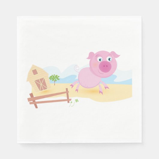 おもしろいピグオンファームとフェンス スタンダードランチョンナプキン (正面)