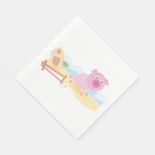 おもしろいピグオンファームとフェンス スタンダードランチョンナプキン (角)