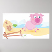 おもしろいピグオンファームとフェンス ポスター (正面)