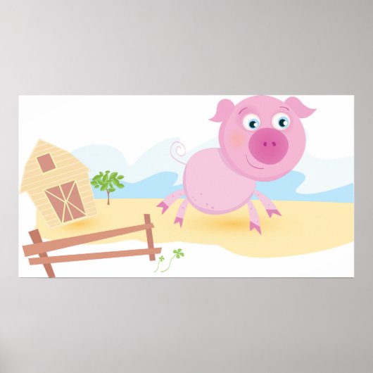 おもしろいピグオンファームとフェンス ポスター (正面)