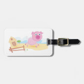 おもしろいピグオンファームとフェンス ラゲッジタグ (正面横)