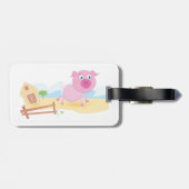 おもしろいピグオンファームとフェンス ラゲッジタグ (裏面横)