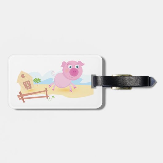 おもしろいピグオンファームとフェンス ラゲッジタグ (裏面横)