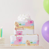 おもしろいピグオンファームとフェンス ラッピングペーパー