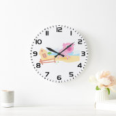 おもしろいピグオンファームとフェンス ラージ壁時計