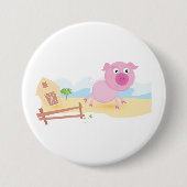 おもしろいピグオンファームとフェンス 缶バッジ (正面)