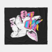 おもしろいピグレットユニコーンホーングラスキュートファームホール フリースブランケット (正面(横))