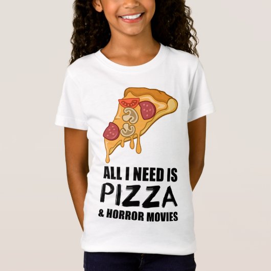 おもしろいピザとホラー映画ギフトメンズカッコいい Tシャツ (正面)
