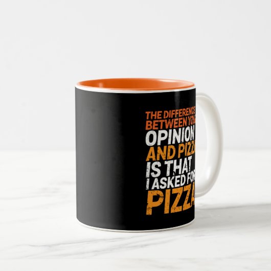 おもしろいピザに対し頼て皮肉なユーモア ツートーンマグカップ (正面右)