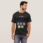 おもしろいピザアメリカ食べチーム5色リングや輪国旗 Tシャツ (正面フル)