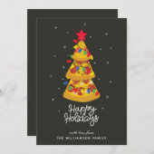 おもしろいピザクリスマスハッピーホリデーズカード シーズンカード (正面/裏面)