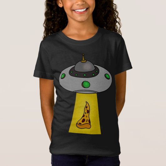 おもしろいピザ好き、UFOビーミング Tシャツ (正面)