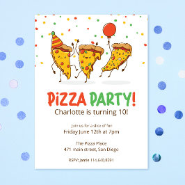 おもしろいピザ誕生日パーティー 招待状