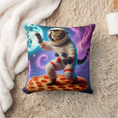 おもしろいピザ飛んでいるの宇宙飛行士子猫宇宙 クッション (ブランケット)