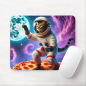 おもしろいピザ飛んでいるの宇宙飛行士子猫宇宙 マウスパッド (マウス)