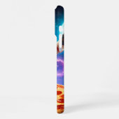 おもしろいピザ飛んでいるの宇宙飛行士子猫宇宙 iPhoneケース (左側面)