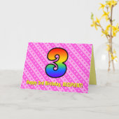 おもしろいピストライプンクハート、レインボー# 3回目の誕生日 カード (黄色い花)
