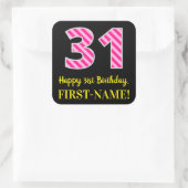 おもしろいピストライプンク誕生日"31"：ハッピー31番+名前 スクエアシール (バッグ)