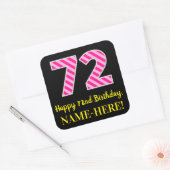 おもしろいピストライプンク誕生日"72":ハッピーピンク72 スクエアシール (封筒)