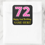 おもしろいピストライプンク誕生日"72":ハッピーピンク72 スクエアシール (バッグ)