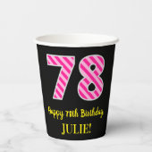 おもしろいピストライプンク誕生日"78"：ハッピー78+名前 紙コップ (裏面)