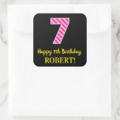 おもしろいピストライプンク誕生日"7":ハッピーセブン名+名前 スクエアシール (バッグ)