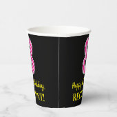 おもしろいピストライプンク誕生日"8"：ハッピーエイト8+名前 紙コップ (右)