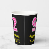 おもしろいピストライプンク誕生日"92"：ハッピーピンク92 紙コップ (右)