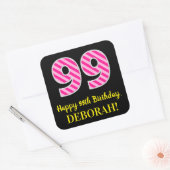 おもしろいピストライプンク誕生日"99"：ハッピー99 スクエアシール (封筒)