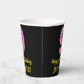 おもしろいピストライプンク誕生日"9"：ハッピーファイブ9+名前 紙コップ (右)