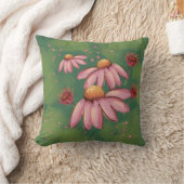 おもしろいピックス&グリーンの花枕 – Echinacea クッション (ブランケット)