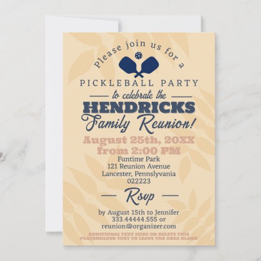 おもしろいピックボールをテーマにしたファミリー懇親会日付を保存 招待状 (正面)