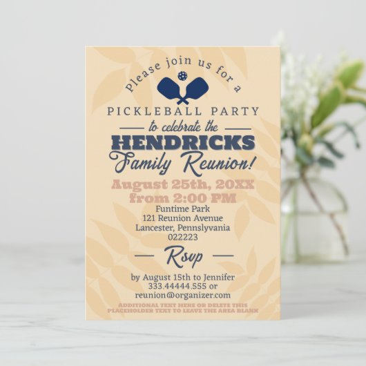 おもしろいピックボールをテーマにしたファミリー懇親会日付を保存 招待状 (スタンド正面)