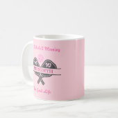 おもしろいピックボールギャルパドルズ名前をカスタムするモノグラム コーヒーマグカップ (正面左)