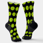 おもしろいピックボールパターンイエローノベルティ ソックス (傾斜あり)