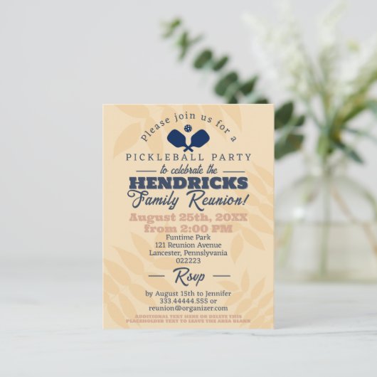 おもしろいピックボールパーティーファミリー懇親会日付の保存 ポストカード (スタンド正面)