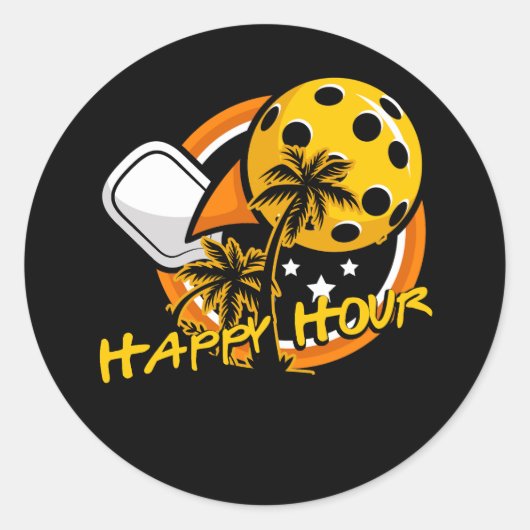 おもしろいピックボールリタイアハッピーアワー巨大ピックレバ ラウンドシール (正面)