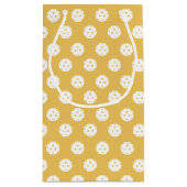 おもしろいピックボール柄オレンジホワイトスポーツボール スモールペーパーバッグ (裏面)