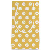 おもしろいピックボール柄オレンジホワイトスポーツボール スモールペーパーバッグ (正面)