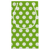 おもしろいピックボール柄グリーンホワイトスポーツボール スモールペーパーバッグ (裏面)