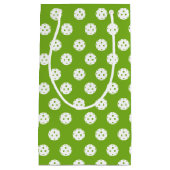 おもしろいピックボール柄グリーンホワイトスポーツボール スモールペーパーバッグ (正面)