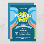 おもしろいピックボール誕生日パーティーへの招待スポーツ 招待状 (正面/裏面)