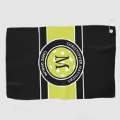 おもしろいピックルおもしろいボール引用文名イニシャルブラック ゴルフタオル (横)