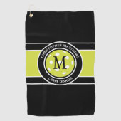 おもしろいピックルおもしろいボール引用文名イニシャルブラック ゴルフタオル (正面)