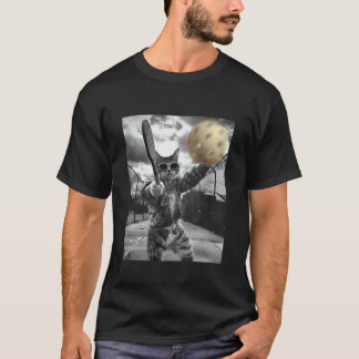 おもしろいピックルボール 猫パパ 愛好家 グラフィック ファーザーズデー Tシャツ