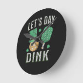 おもしろいピックルボール Let's day dink ラウンド壁時計 (傾斜)