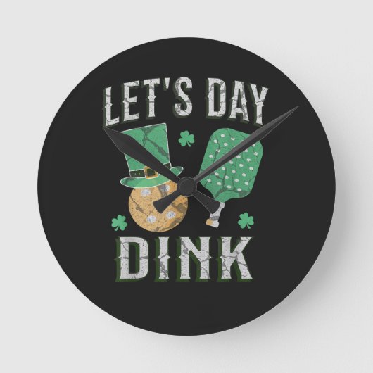 おもしろいピックルボール Let's day dink ラウンド壁時計 (正面)