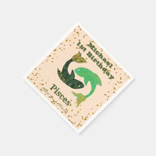 おもしろいピッセスファースト誕生日&金ゴールド紙吹雪 スタンダードカクテルナプキン (角)