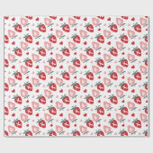 おもしろいピンクいちごXOXバレンタインデーのパターン ラッピングペーパー (フラット)